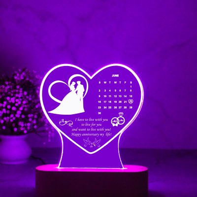 Personalized Heart Shape Lamp with Multicolored Light